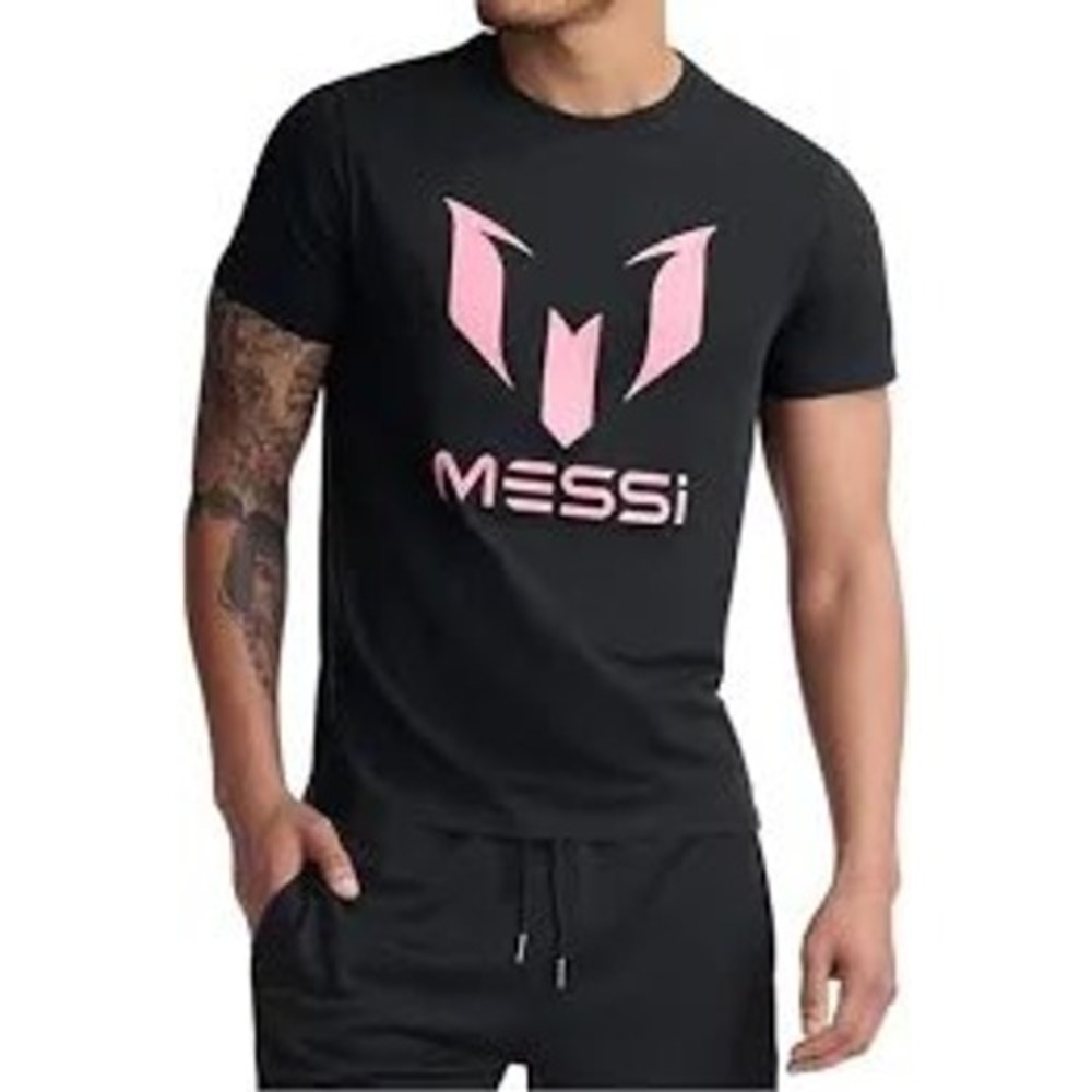 Messi Collection Mens Graphic T-Shirt Black Pink Logo MMK0001USA Size Small